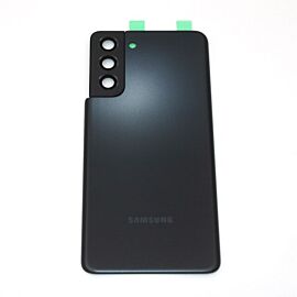 For Samsung Galaxy S21 G990 S21 5G G991 Housing Battery Back Cover Real Door + Camera Lens - Black