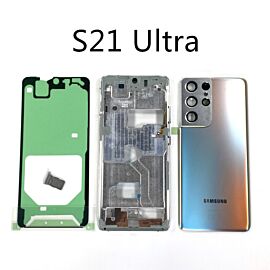 For SAMSUNG Galaxy S21 Ultra 5G G998B G998F G998U G998W Housing Battery Back Cover + Middle Frame - Aluminum-  Black