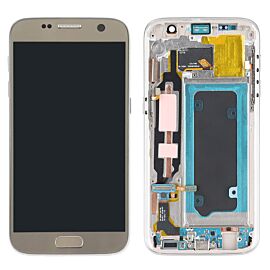 Refurbished For Samsung Galaxy S7 G930 Super AMOLED Screen Assembly with Frame - Gold